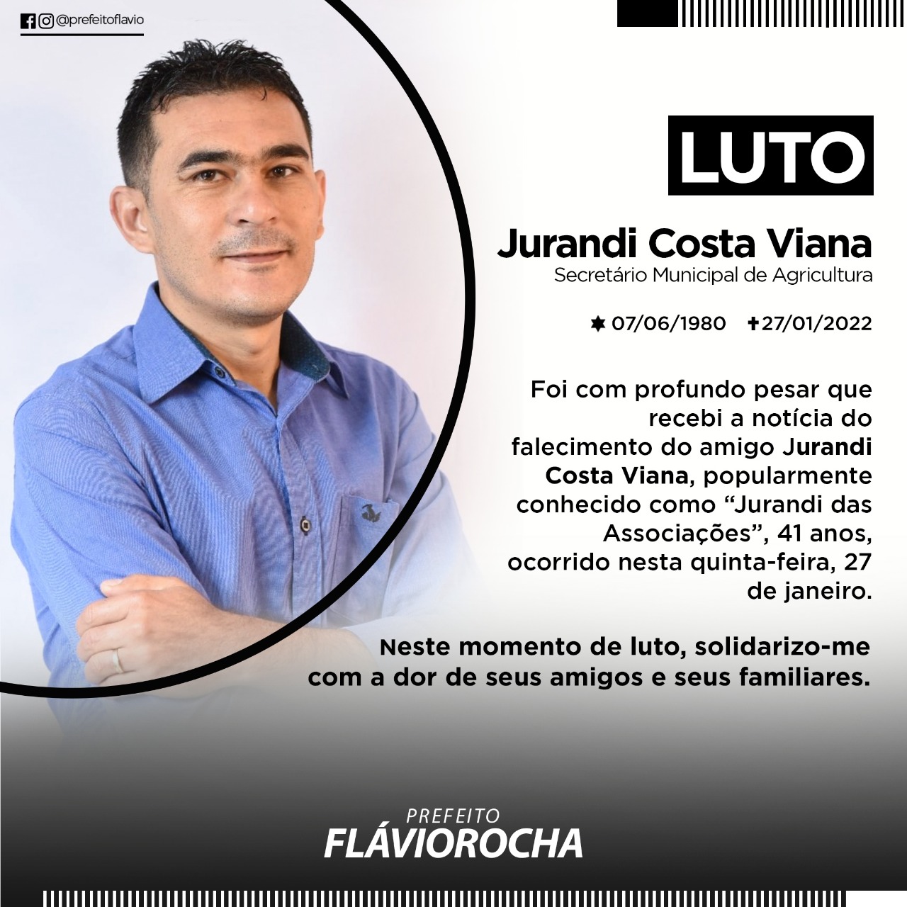 Nota de Pesar, Jurandi Costa Viana, aos 41 anos