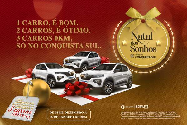 Premiação do Shopping Conquista Sul | Natal dos Sonhs vai sortear três Kwid  Zen aos consumidores | BLOG DO ANDERSON